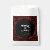 黒と赤のフローラゴシックのダークエレガントな結婚式 フェイバーバッグ (正面)