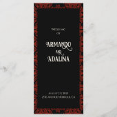 黒と赤のフローラゴシックのダークエレガントな結婚式 メニュー (正面)