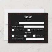 黒と赤のフローラゴシックのダークエレガントな結婚式 出欠カード (裏面)