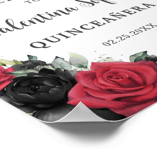 黒と赤のフローラプリンセスキンセアニラウェルカム ポスター (角)