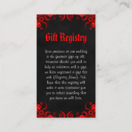 黒と赤のフローラミニ結婚のギフトレジストリ エンクロージャーカード