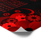 黒と赤のフローラ12結婚のテーブル座席表 ポスター (角)