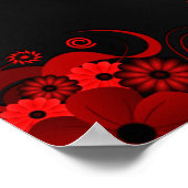 黒と赤のフローラ13結婚のテーブルの座席表 ポスター (角)