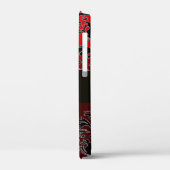 黒と赤のブルゴーニュのダマスクモノグラム、ルビー Case-Mate iPhoneケース (裏面 / 左)