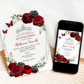 黒と赤のブルゴーニュバラクラウンキンセアニラ 招待状