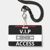 黒と赤のプレスパス カスタム名 従業員 バッジ (ストラップ付き裏面)