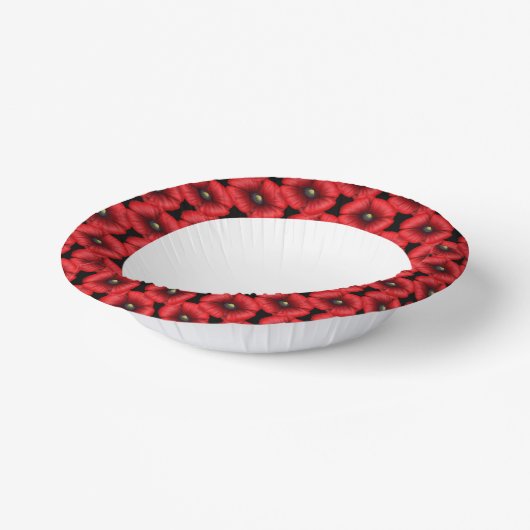 黒と赤のポピーの花フローラエッジ ペーパーボウル (傾斜あり)