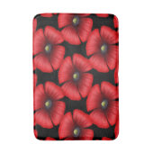 黒と赤のポピーの花モダン柄 バスマット (正面縦)