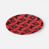 黒と赤のポピー花のパターン紙プレート ペーパープレート (アングル)