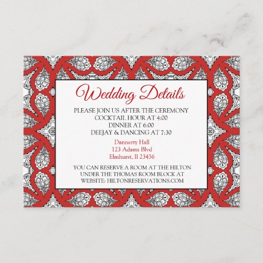 黒と赤のマンダラ結婚の詳細カード エンクロージャーカード (正面)