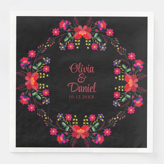 黒と赤のメキシコのフローラ結婚フィエスタ (正面)