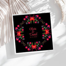 黒と赤のメキシコのフローラ結婚フィエスタ