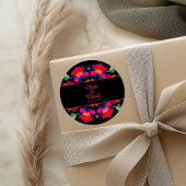 黒と赤のメキシコのフローラ結婚フィエスタ ラウンドシール