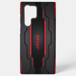 黒と赤のメタリック幾何学デザイン SAMSUNG GALAXY S22 ULTRAケース