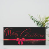 黒と赤のモダンクリスマスギフト証書 招待状 (スタンド正面)