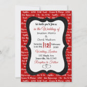 黒と赤のモダンロマンチックウェディング招待状 招待状 (正面)