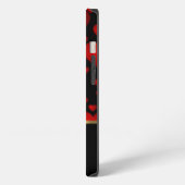 黒と赤のモノグラムラブハート柄 iPhoneケース (左側面)