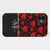 黒と赤のモノグラム愛ハートパターン Case-Mate iPhoneケース (裏面(横))