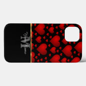 黒と赤のモノグラム愛ハートパターン Case-Mate iPhoneケース (裏面 (横))