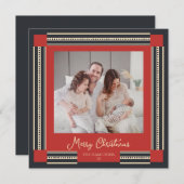 黒と赤のリボン縁どのクリスマスカード シーズンカード (正面/裏面)