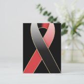 黒と赤のリボン認識度はがき ポストカード (スタンド正面)