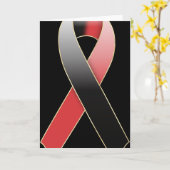 黒と赤のリボン認識度グリーティ空白のングカード カード (黄色い花)