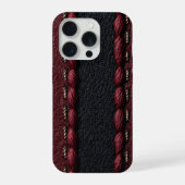 黒と赤のレザーエフェクト iPhoneケース (裏面)