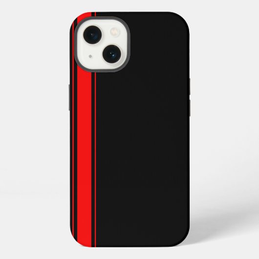 黒と赤のレーシングストライプ iPhoneケース (裏面)