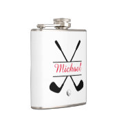 黒と赤のロゴスタイリッシュとネームゴルフプレーヤー フラスク (右)