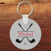 黒と赤のロスタイリッシュゴと名前ゴルフプレーヤー キーホルダー (正面)