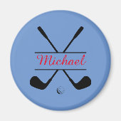 黒と赤のロスタイリッシュゴと名前ゴルフプレーヤー マグネット (正面)