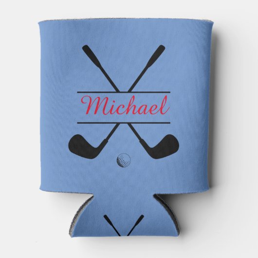 黒と赤のロスタイリッシュゴと名前ゴルフプレーヤー 缶クーラー (正面)