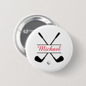 黒と赤のロスタイリッシュゴと名前ゴルフプレーヤー 缶バッジ (正面&裏面)