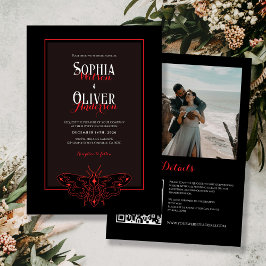 黒と赤のロマンチックなゴシック結婚すべて 招待状