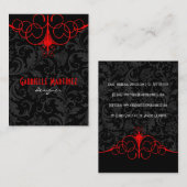 黒と赤のヴィンテージダマスク名刺テンプレート 名刺 (正面/裏面)