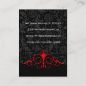 黒と赤のヴィンテージダマスク名刺テンプレート 名刺 (裏面)