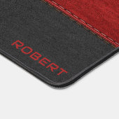 黒と赤のヴィンテージレザーのテクスチャモノグラム デスクマット (コーナー)