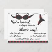 黒と赤の下着 ブライダルシャワーの招待状 招待状 (正面/裏面)