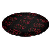 黒と赤の円のシール カッティングボード (角)