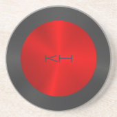 黒と赤の円のメタリックな外観 コースター (正面)