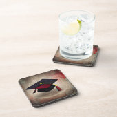 黒と赤の卒業キャップ コースター (右側)