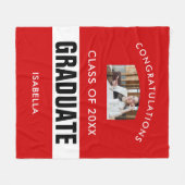 黒と赤の卒業写真 フリースブランケット (正面(横))