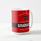 黒と赤の卒業式コーパーソナライズされたヒーマグ コーヒーマグカップ (正面右)