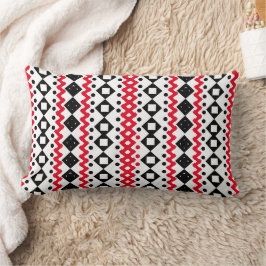 黒と赤の反復模様 ランバークッション
