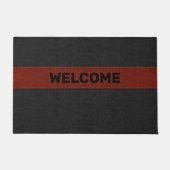 黒と赤の古いヴィンテージレザーイメージ ドアマット (正面)