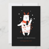 黒と赤の可愛いクマのクリスマス シーズンカード (正面)