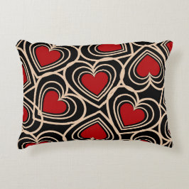 黒と赤の可愛いシンプルハート アクセントクッション