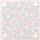 黒と赤の可愛いシンプルハート ガラスコースター (裏面)