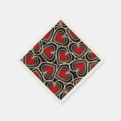 黒と赤の可愛いシンプルハート スタンダードカクテルナプキン (角)