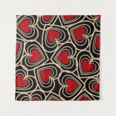 黒と赤の可愛いシンプルハート タペストリー (正面(横))